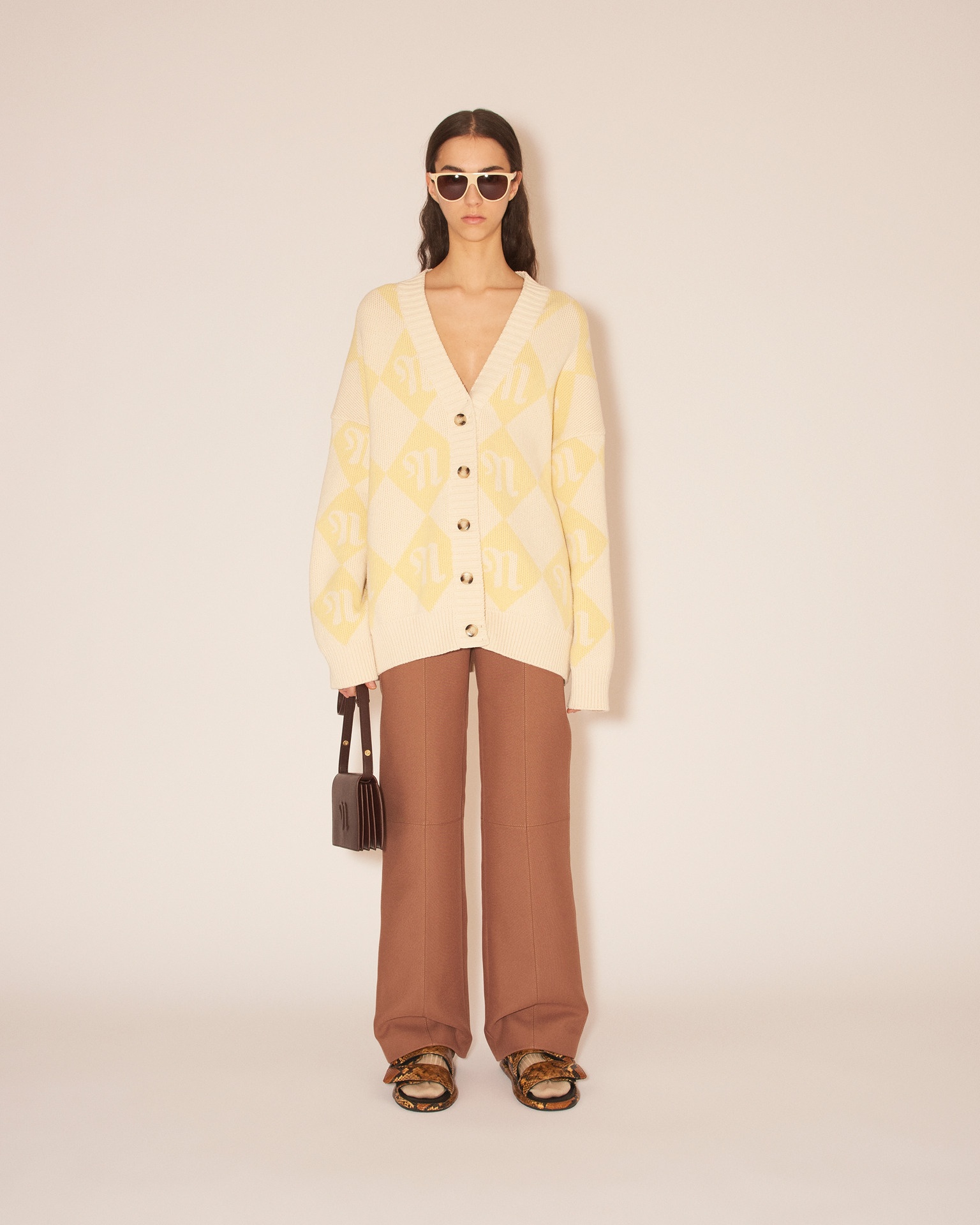 NISA - Oversized V-neck carding - Creme/Yellow - 3