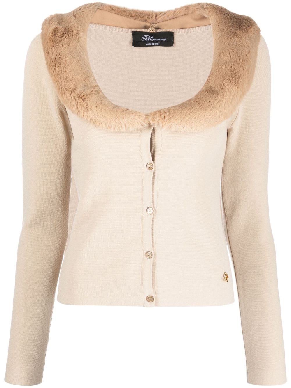 scoop-neck knitted cardigan - 1