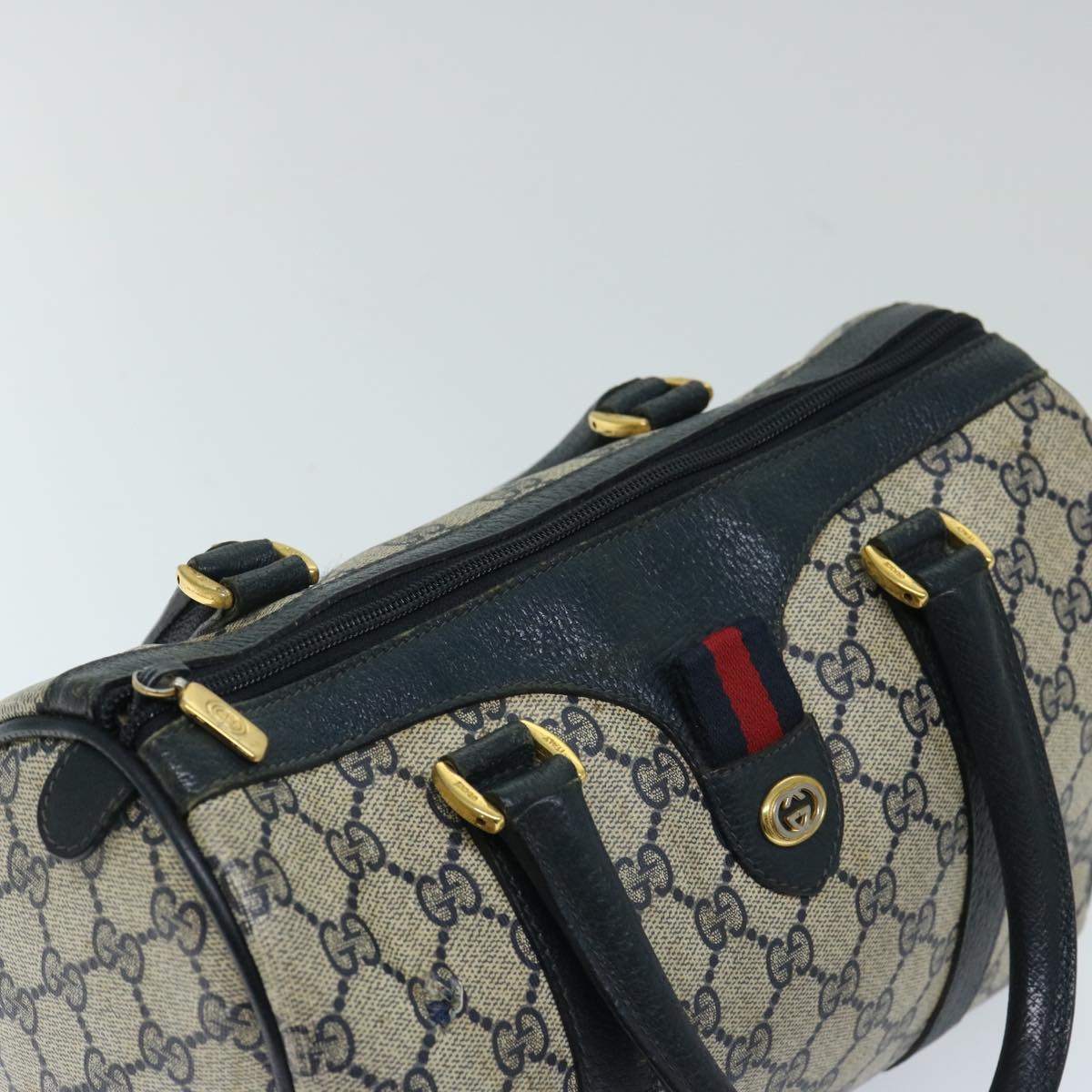 GUCCI GG Supreme Sherry Line Hand Bag Pvc Navy Red 40 02 006 - 7