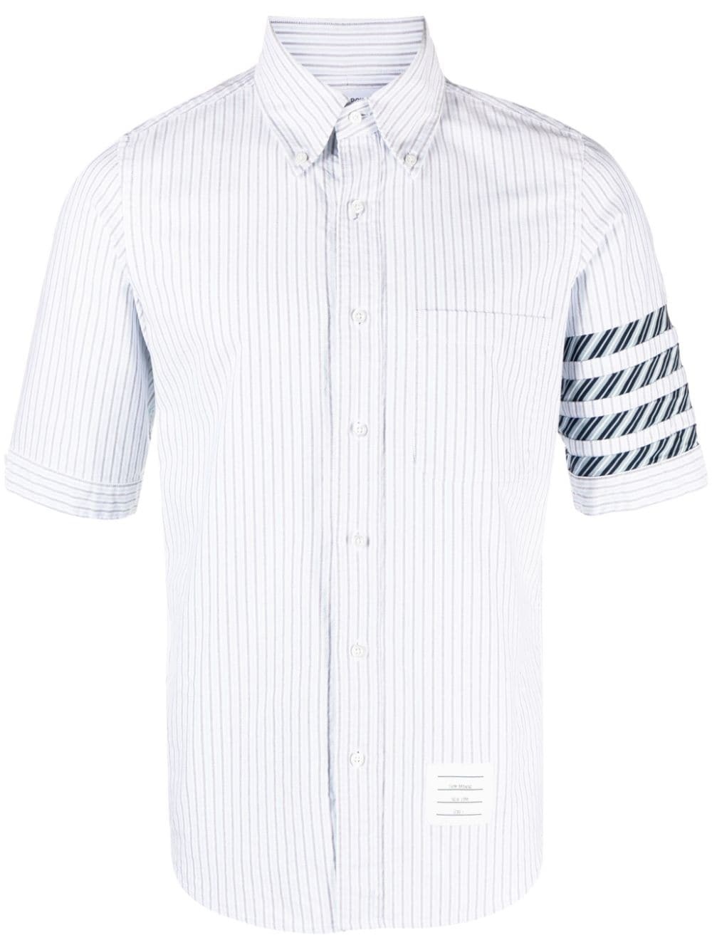 Medium Grey Seersucker Stripe Short Sleeve Shirt
