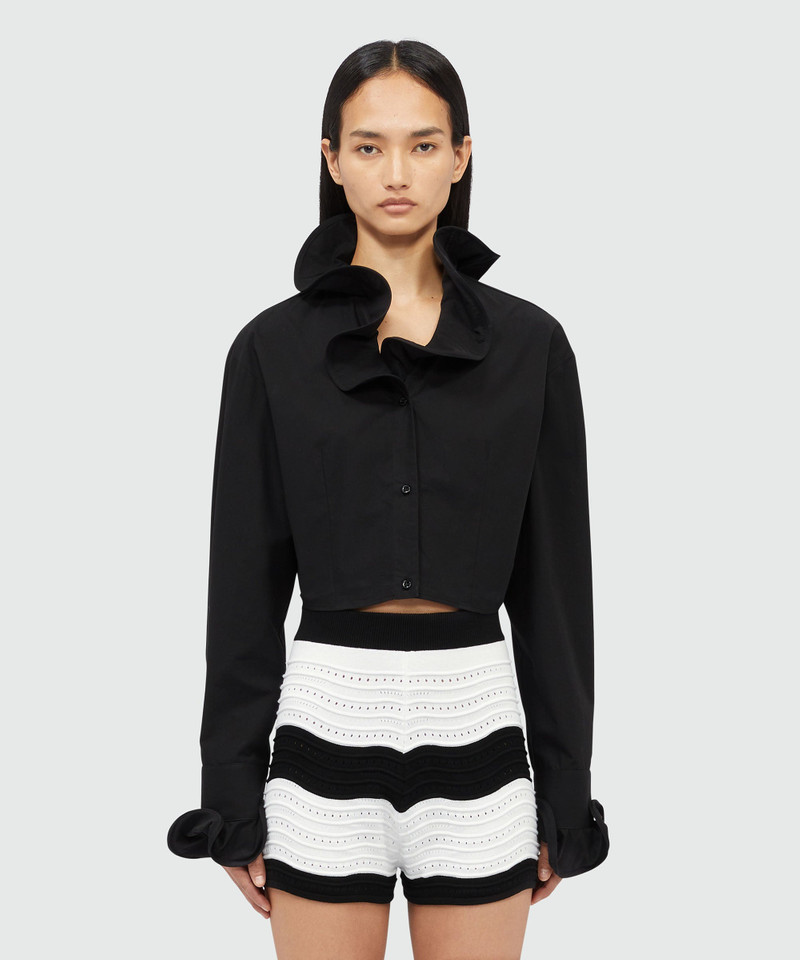 MSGM Poplin cropped shirt with elegant collar outlook