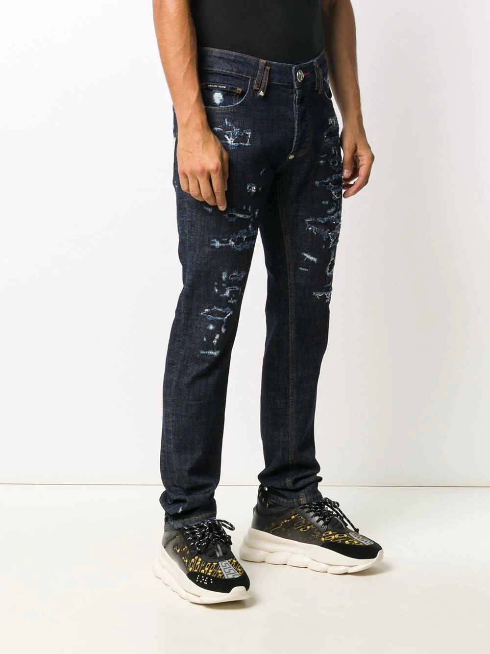 distressed straight-leg jeans - 3