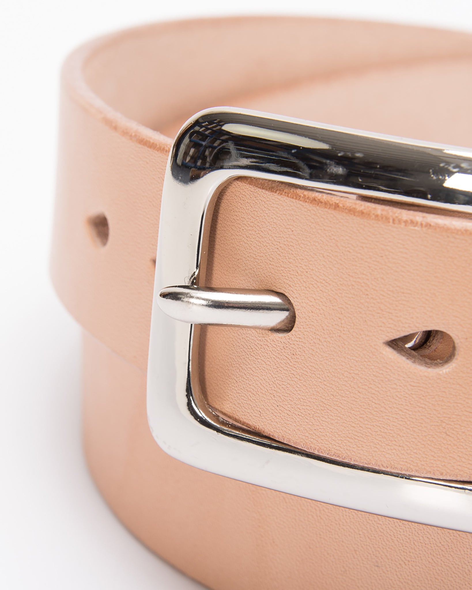 IHB-08-NAT Heavy Duty "Tochigi" Leather Belt with Nickel Plated Garrison Buckle - Natural - 2