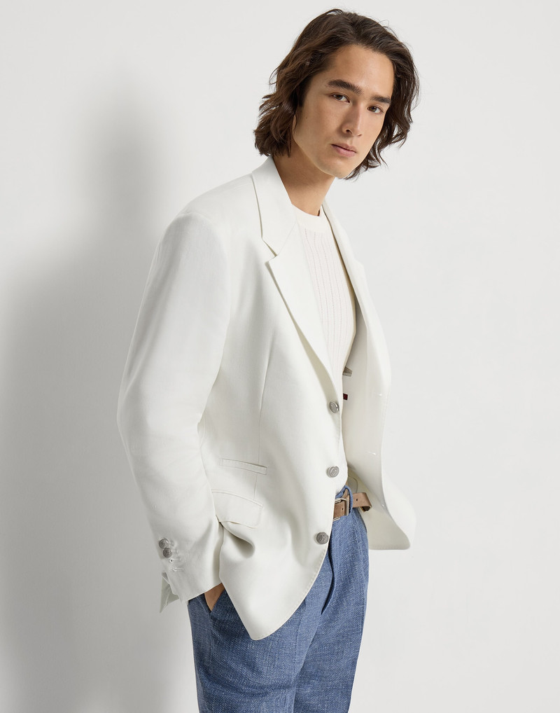 Linen, virgin wool and mohair gabardine Tailor blazer with metal buttons 5