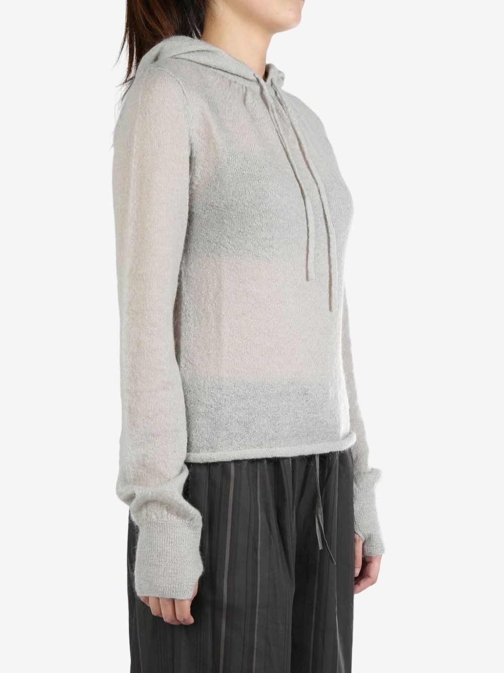drawstring hood knit hoodie - 3