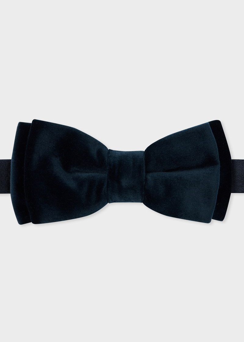 Dark Navy Velvet Pre-Tied Bow Tie - 1