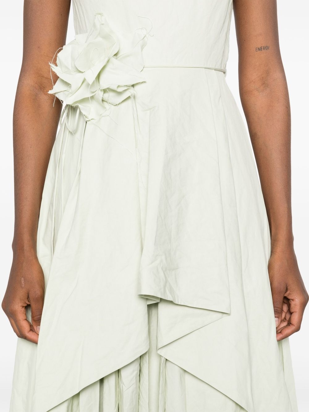 wrinkled cotton midi dress - 5