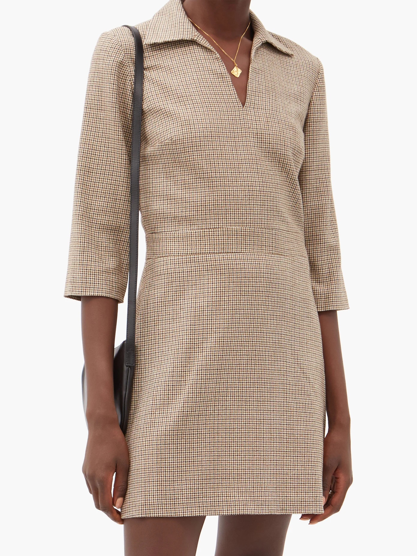 Merida shepherd-checked wool-twill dress - 2