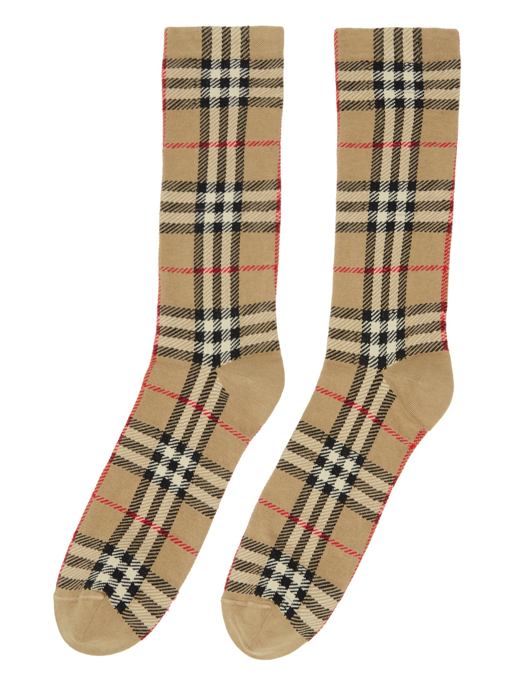 Beige Vintage Check Socks - 2