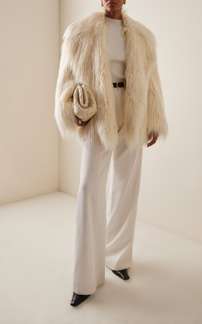 The Frankie Shop Liza Short Faux Fur Coat white outlook