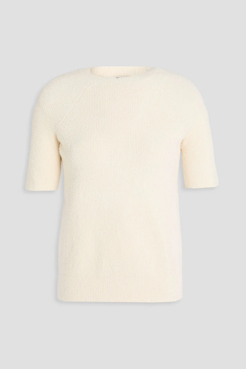 Ribbed bouclé-knit cotton-blend top - 1