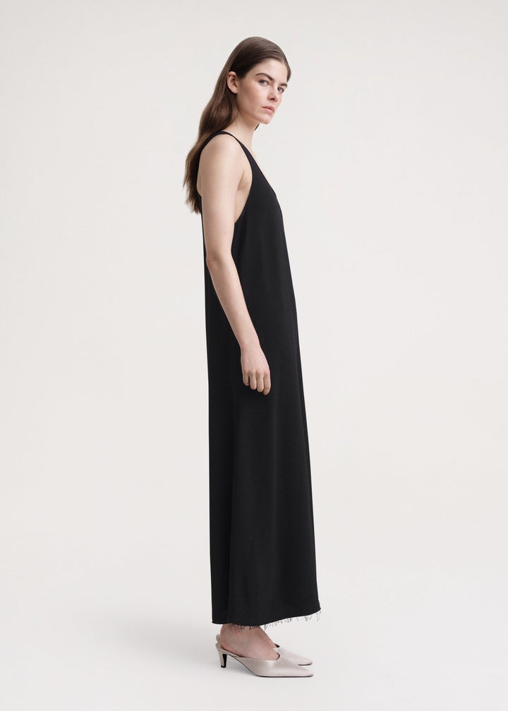 Scoop-neck sablé dress black - 3