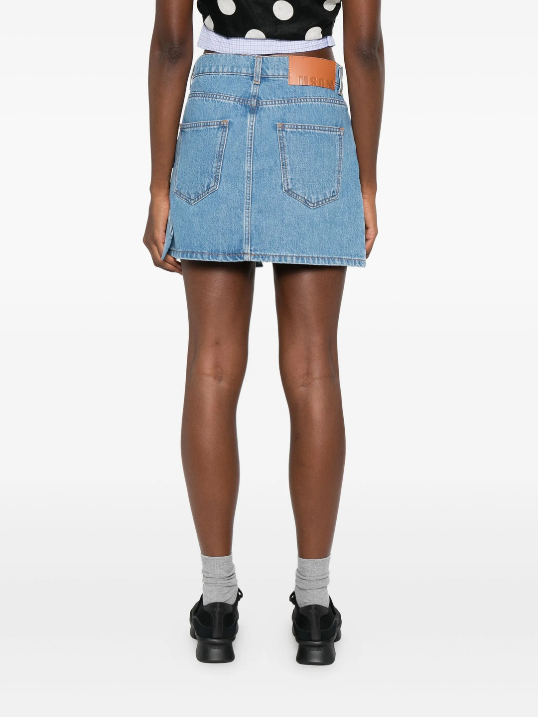 Side Ribbon Denim Detail Skirt - 4