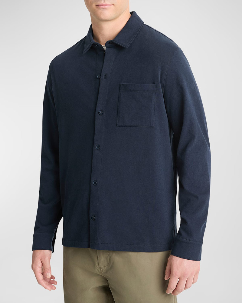 Men's Sueded Jersey Casual Button-Down Shirt 1