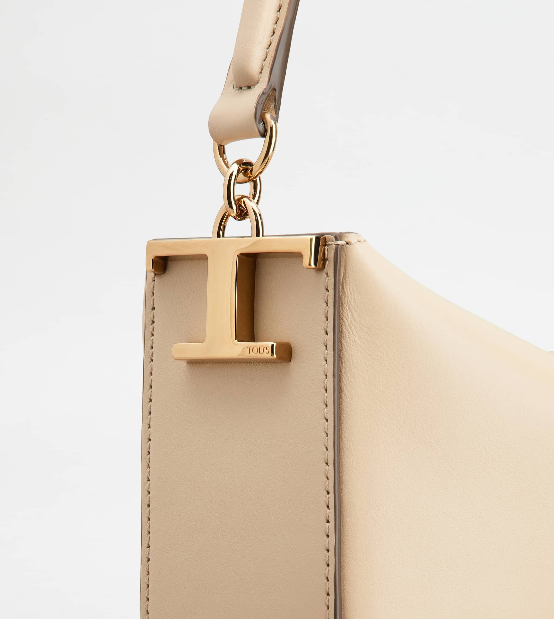 TOD'S T CASE HOBO BAG IN LEATHER MINI - BEIGE - 5