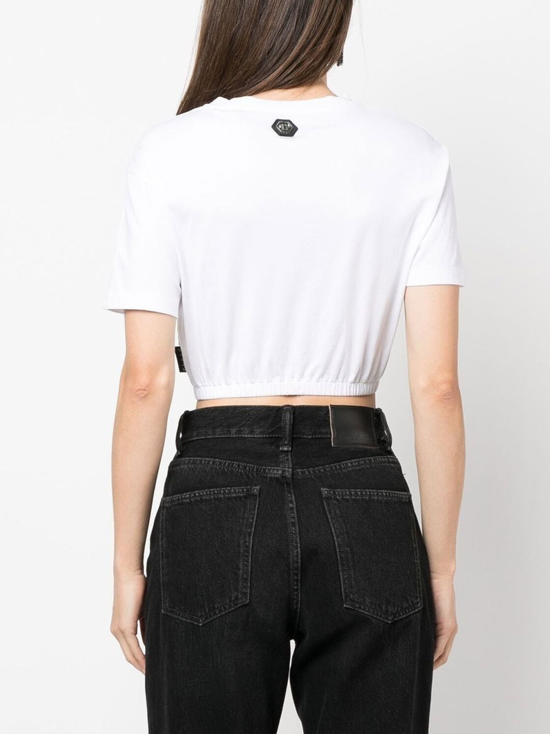 embroidered-logo cropped T-shirt 4