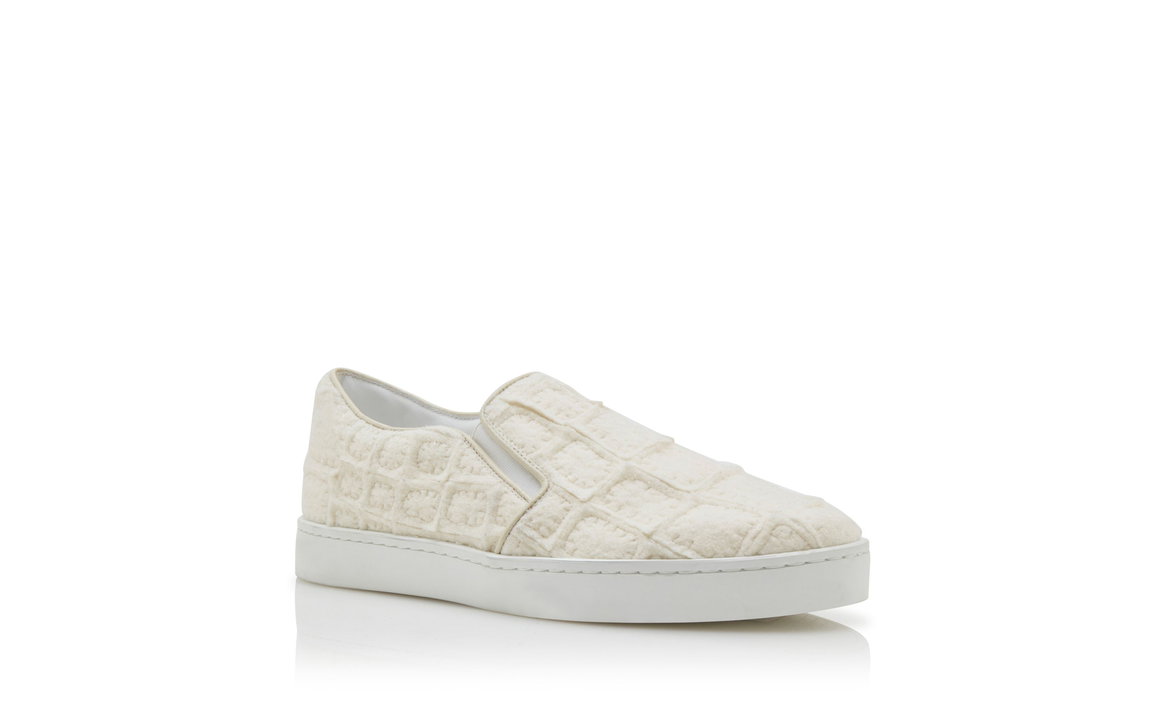 Ivory Wool Textured Slip On Sneakers - 3