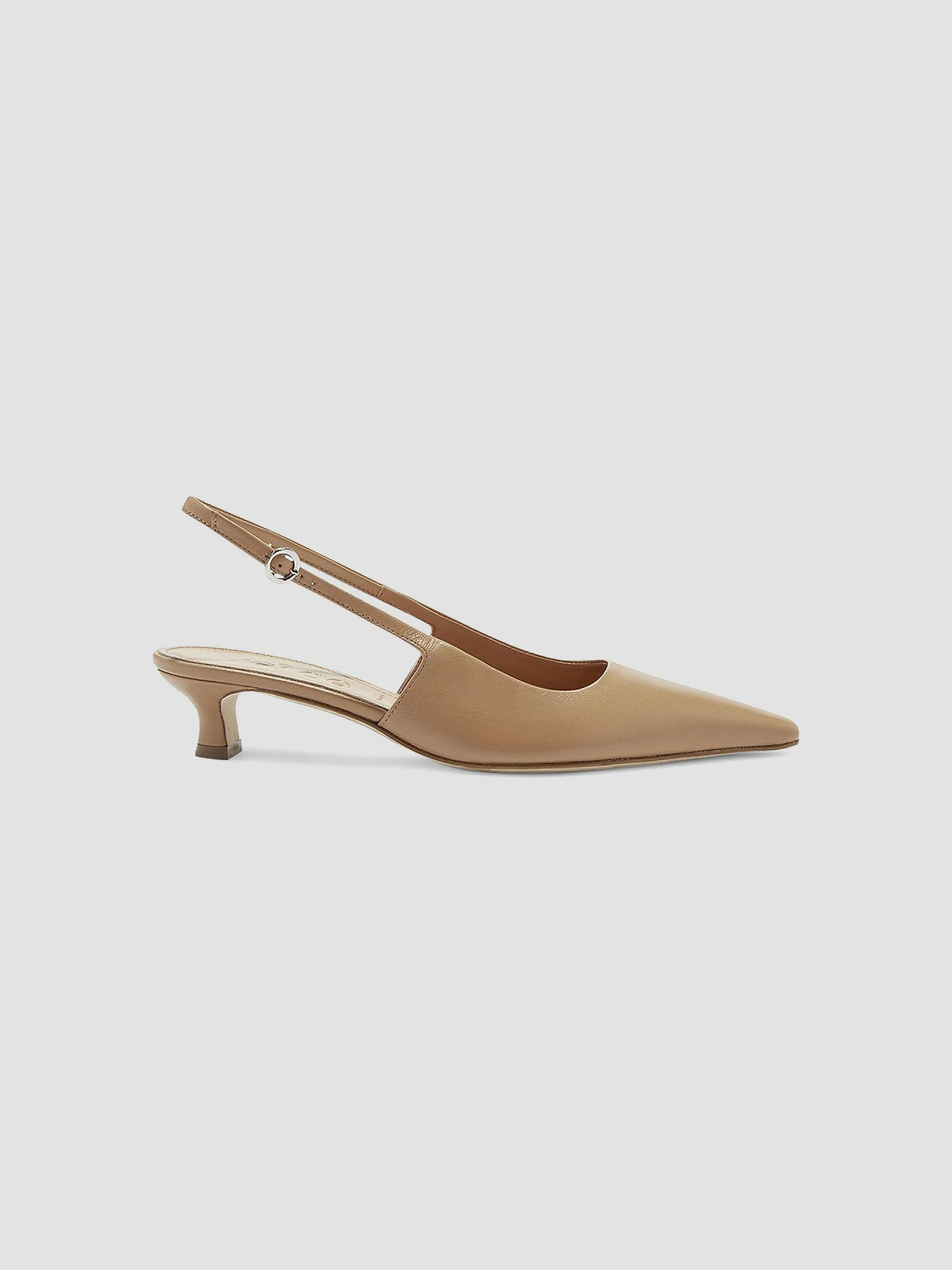 Women's Catrina Leather 35MM Kitten-Heel Slingback Pumps - Beige - 1
