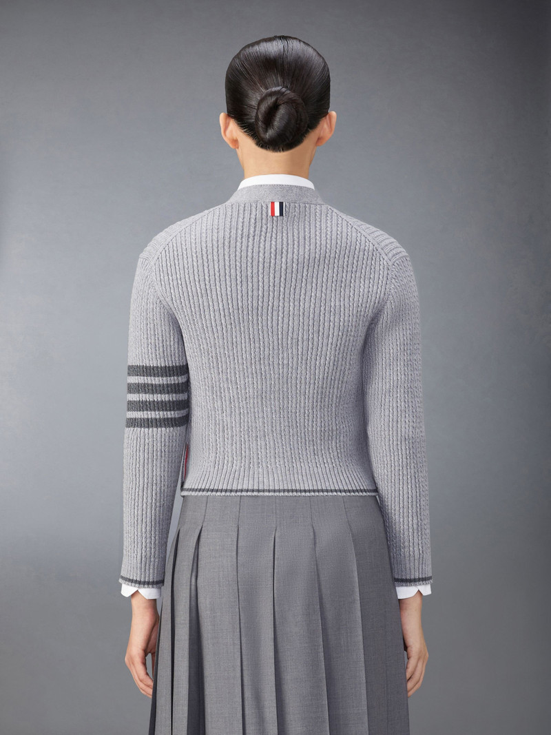 Thom Browne Merino Wool 4-Bar Cropped Cardigan outlook