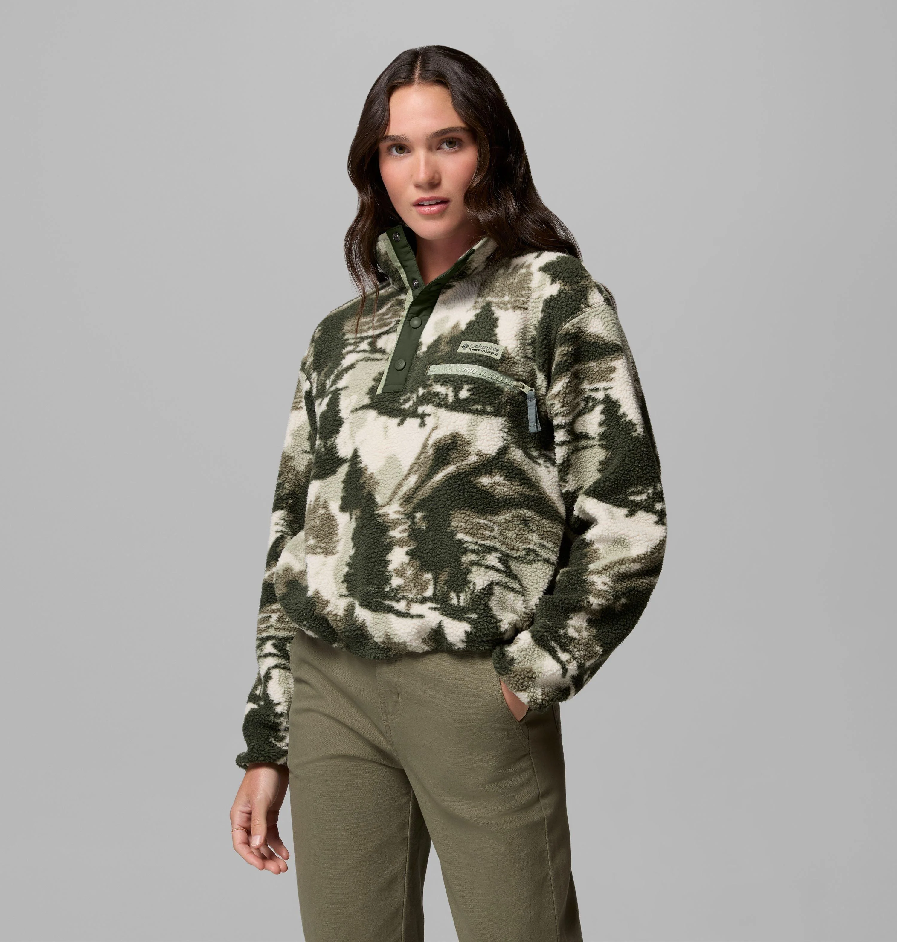 Women's Helvetia II Printed Cropped Half Snap Fleece Pullover - 1