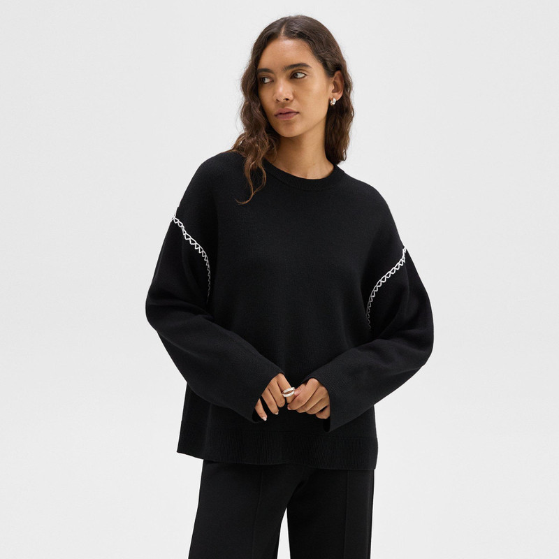 Blanket Stitch Sweater in Merino Wool 2