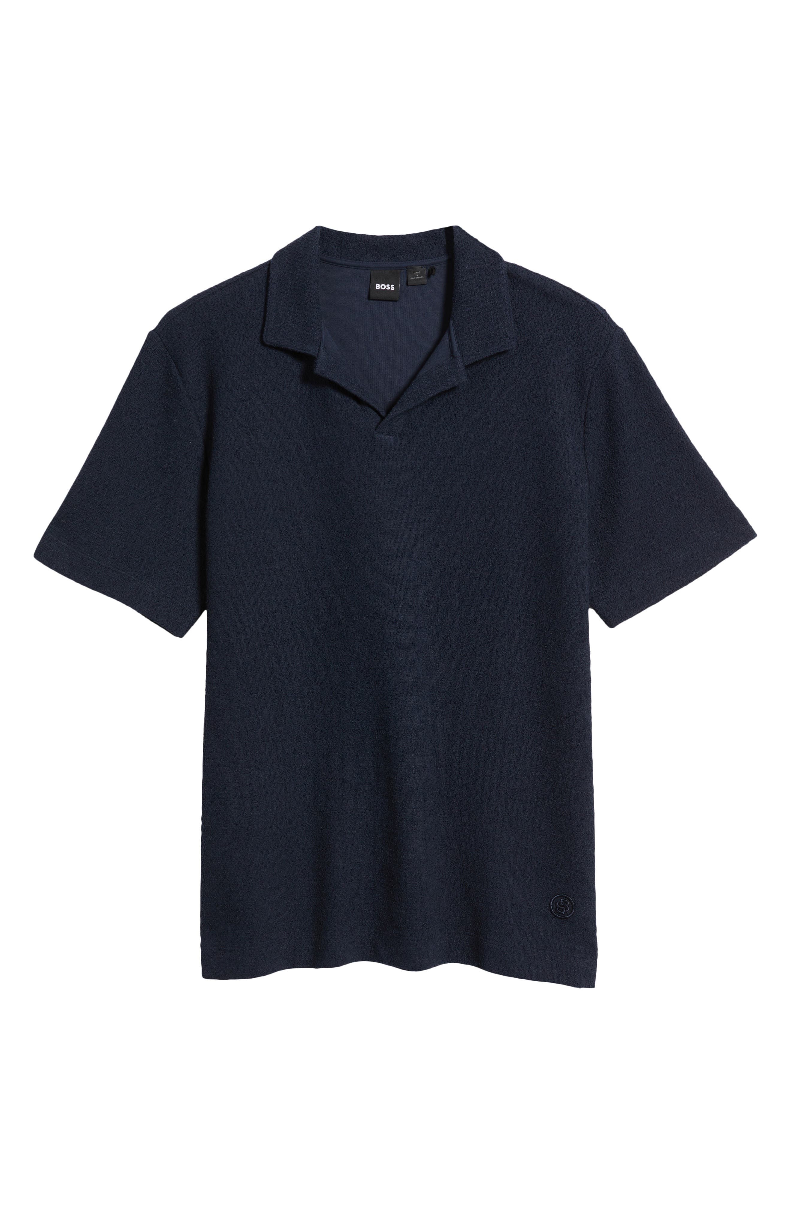 BOSS Pye Johnny Collar Cotton Polo in Dark Blue at Nordstrom - 5