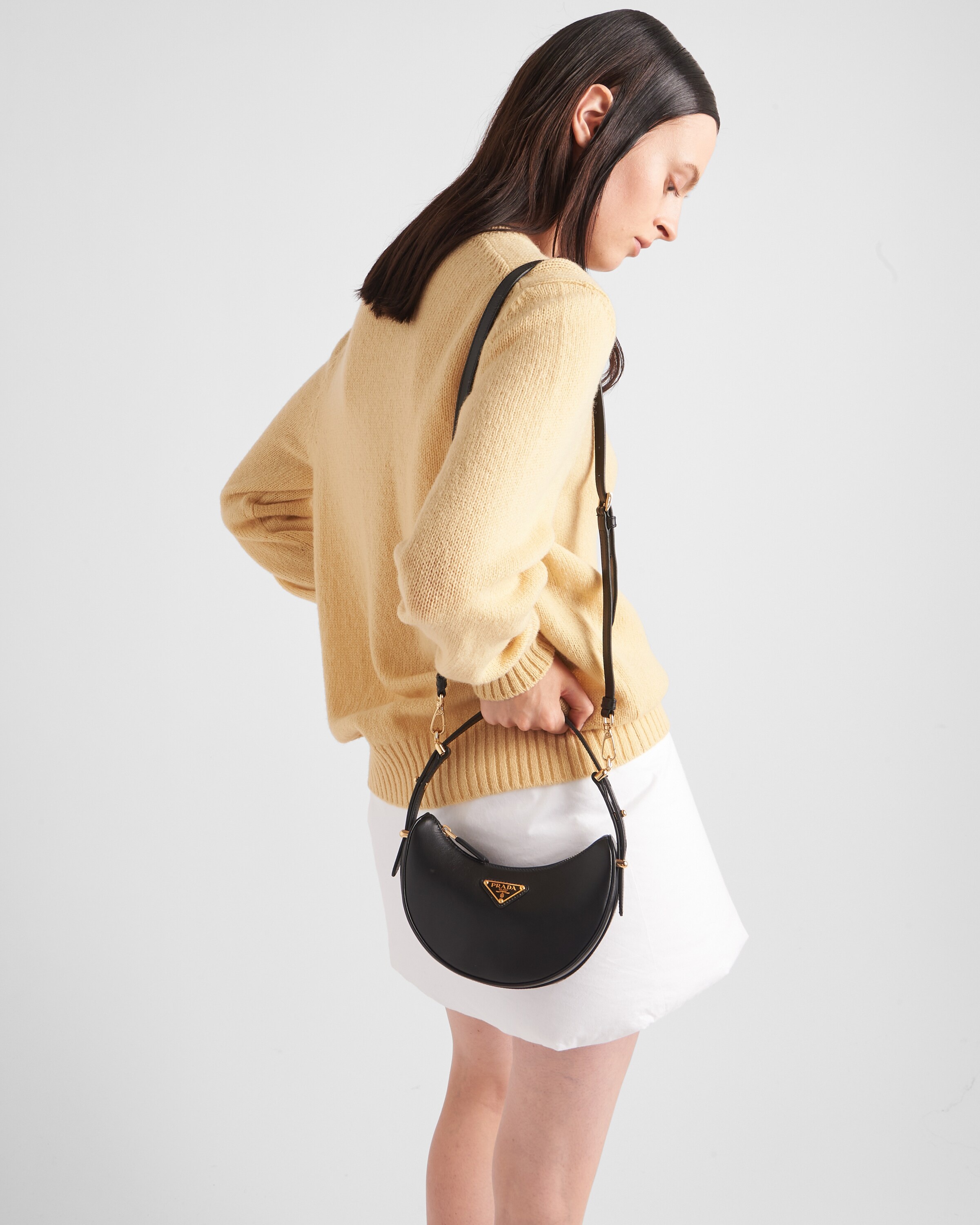 【PRADA】ARQUE MINI SHOULDER BAG Prada Prada Arqué leather mini shoulder bag | REVERSIBLE