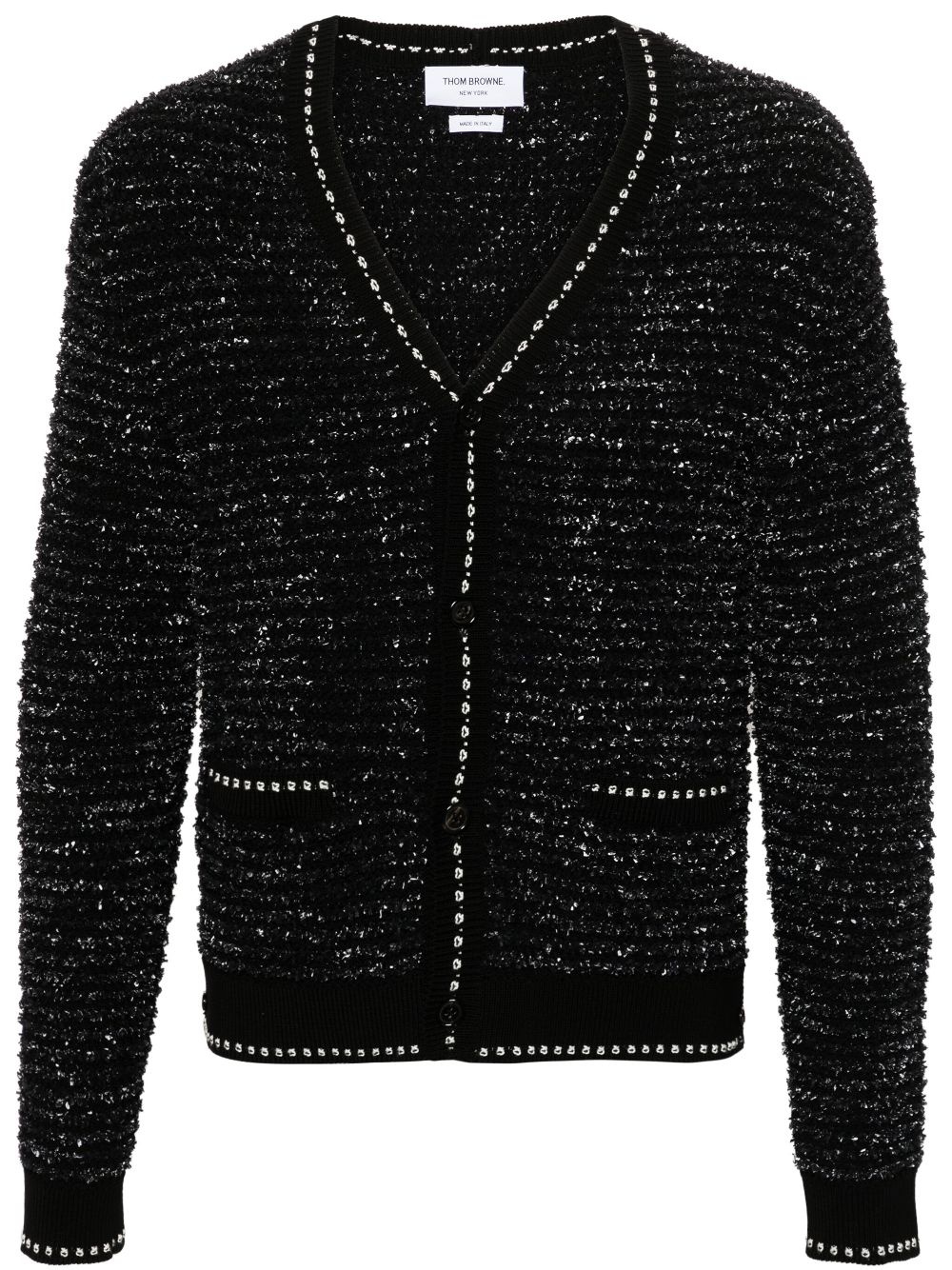 V-neck tweed cardigan - 1