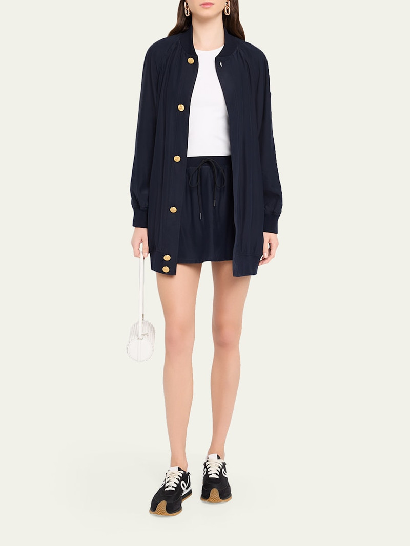 FRAME The Tennis Drawstring Silk Skirt outlook