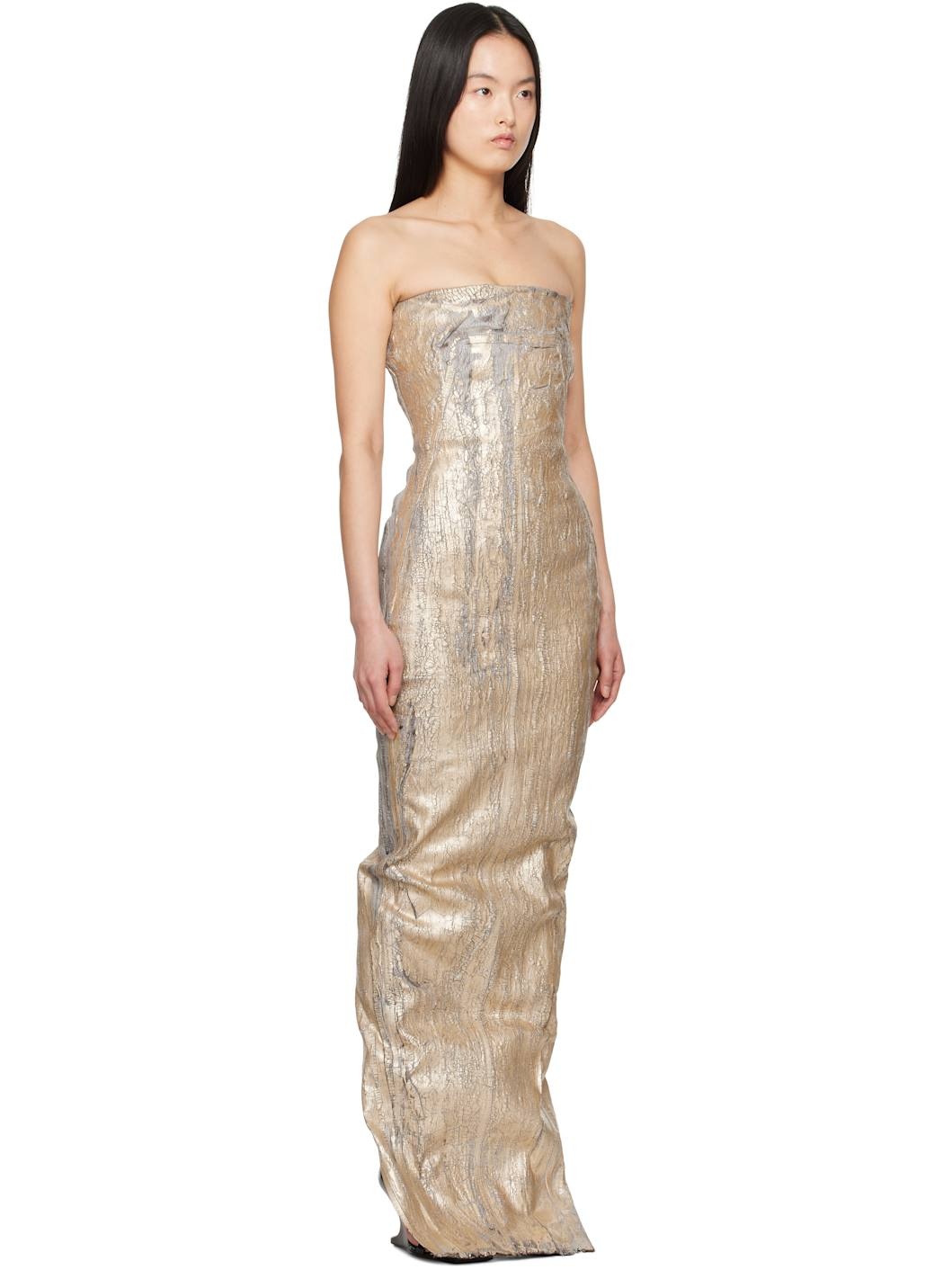 Gold Hollywood Bustier Denim Gown - 2