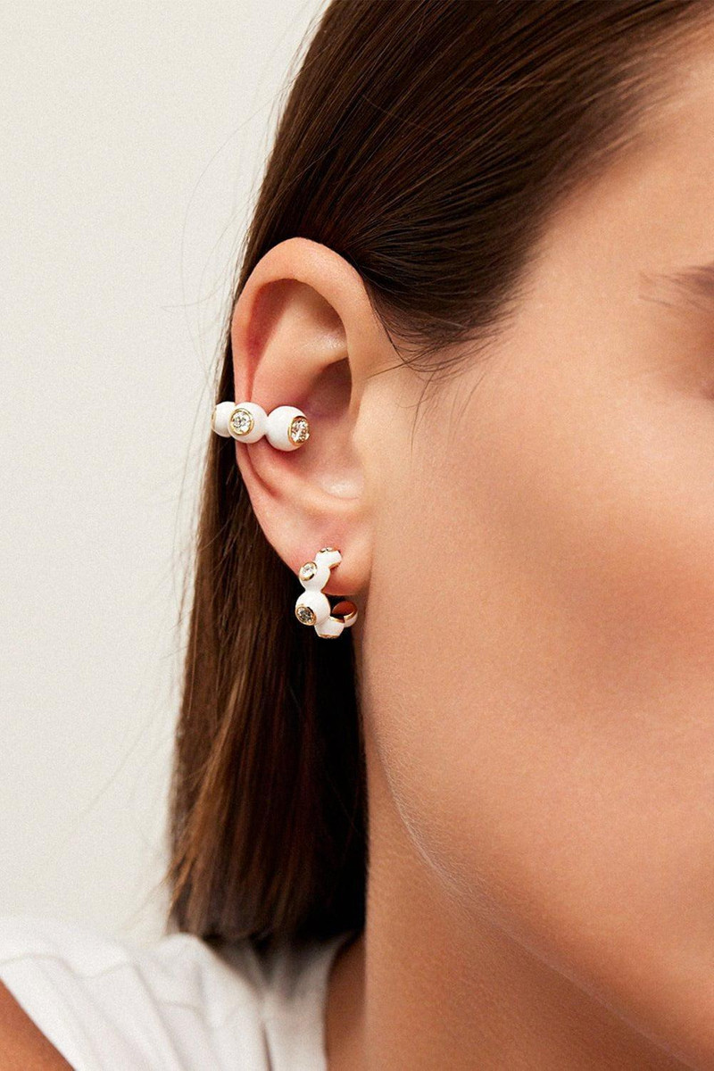 MELISSA KAYE Navy Audrey Diamond Huggie Hoop Earrings outlook