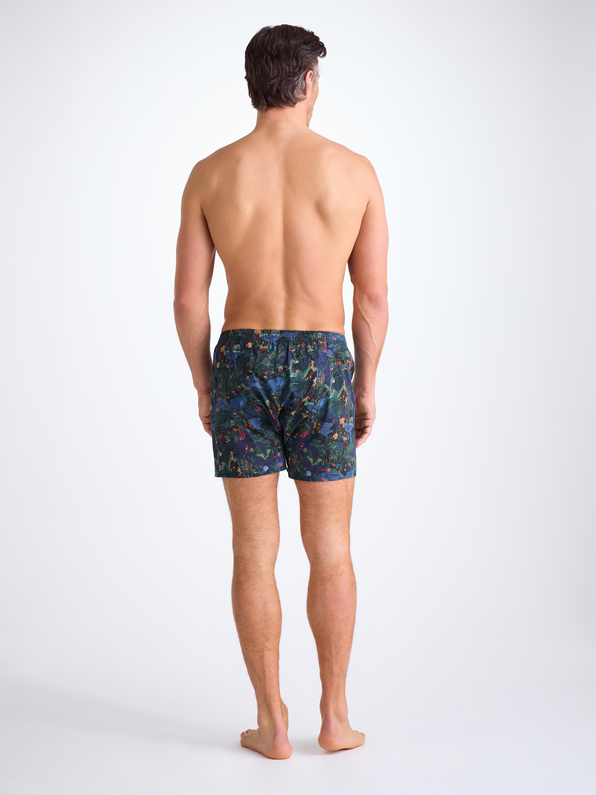 Men's Classic Fit Boxers Cotton Batiste Multi Midnight Jungle Print - 4