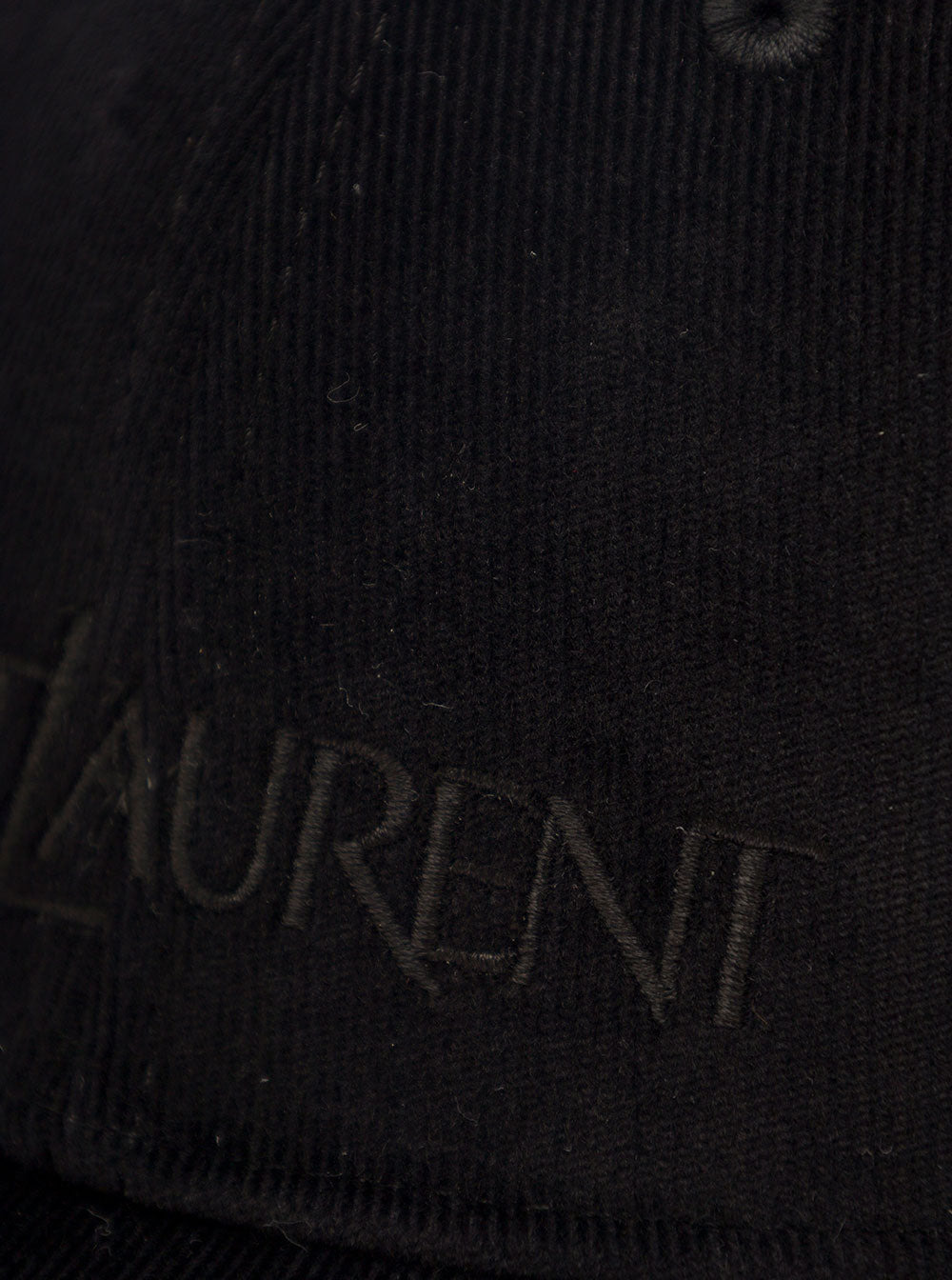 Saint Laurent Men Black Baseball Cap With Embossed Logo In Corduroy Man - 3