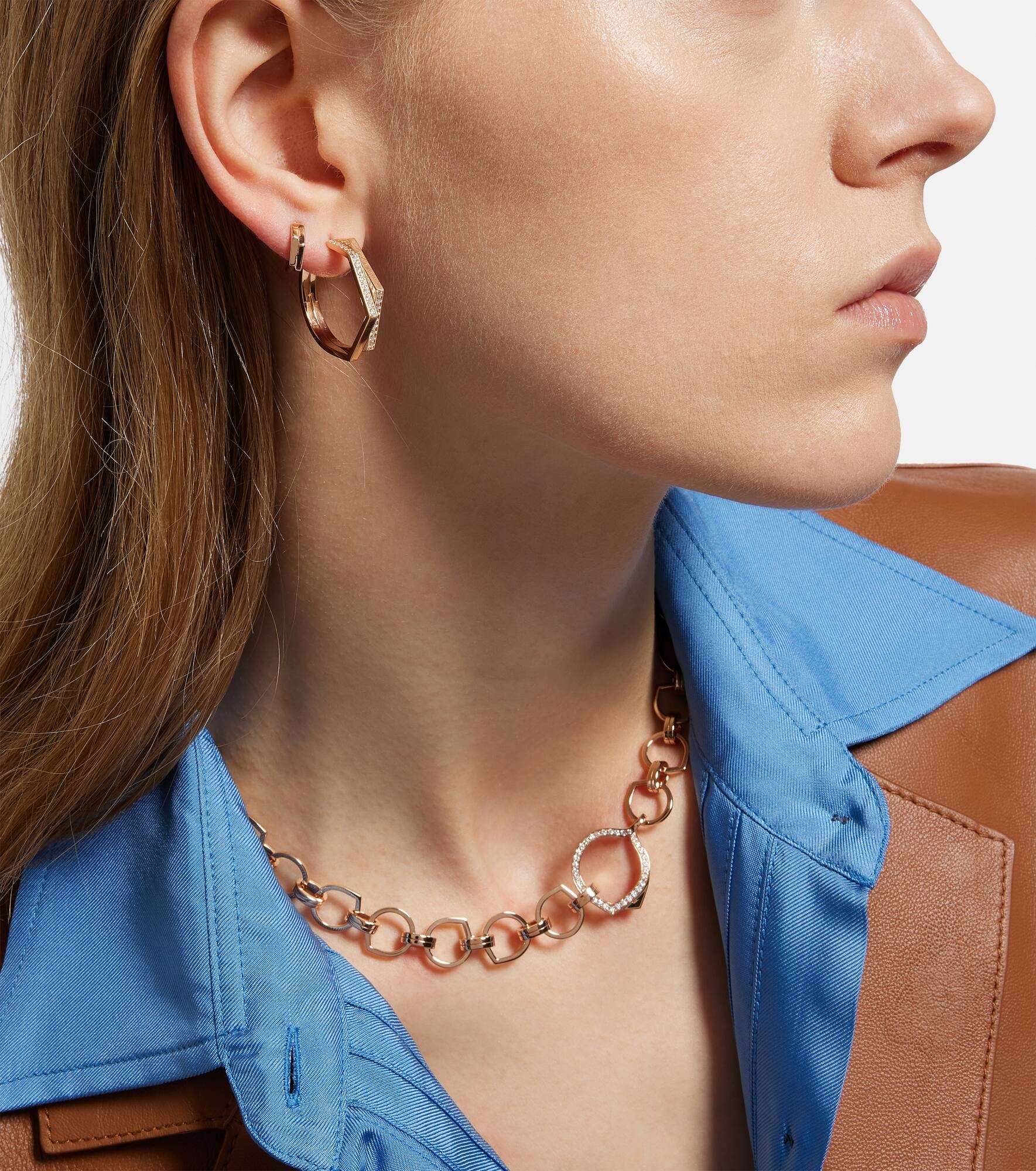 Antifer 18kt rose gold single earring with diamonds - 5