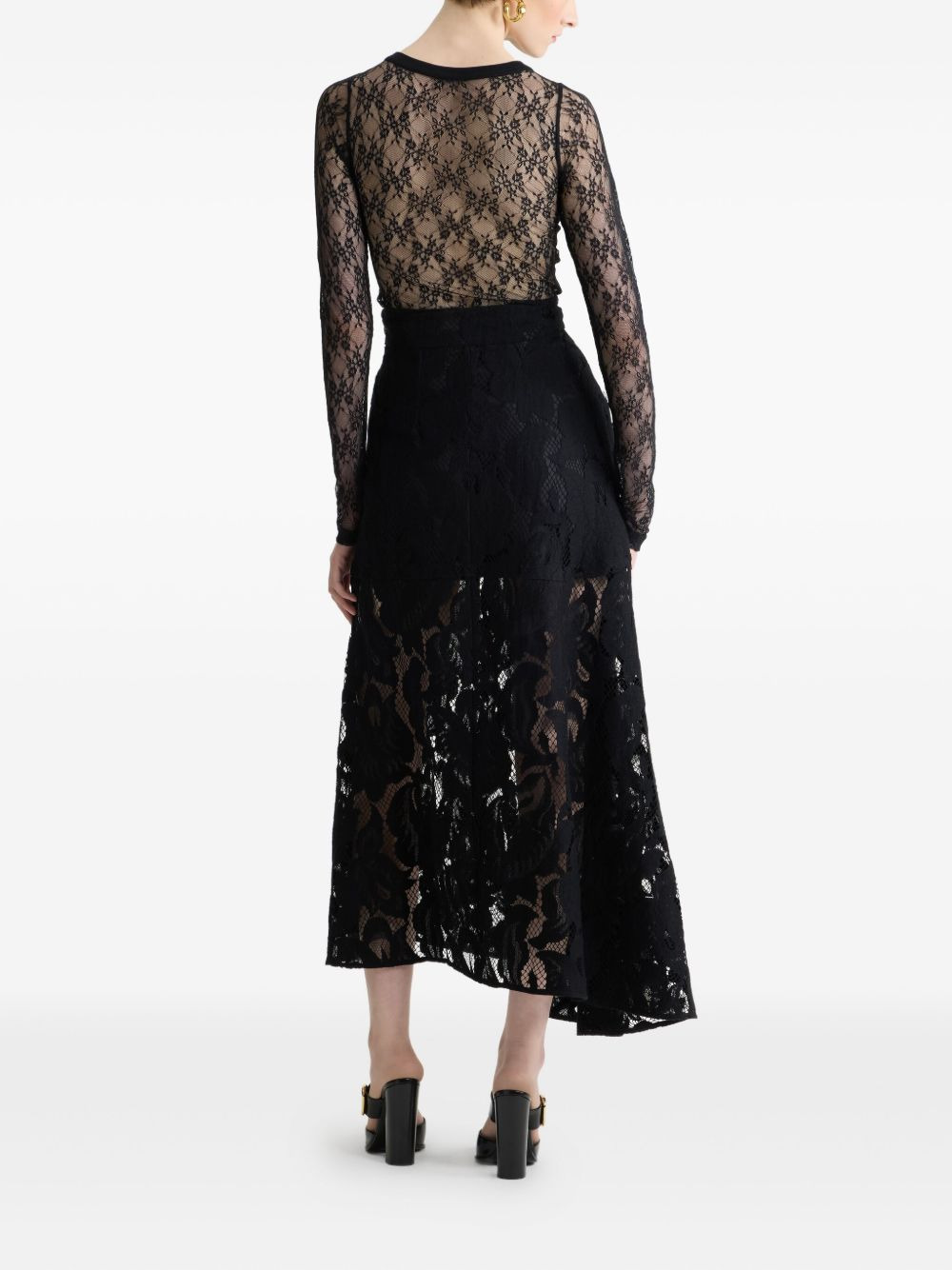 asymmetric lace midi skirt - 3