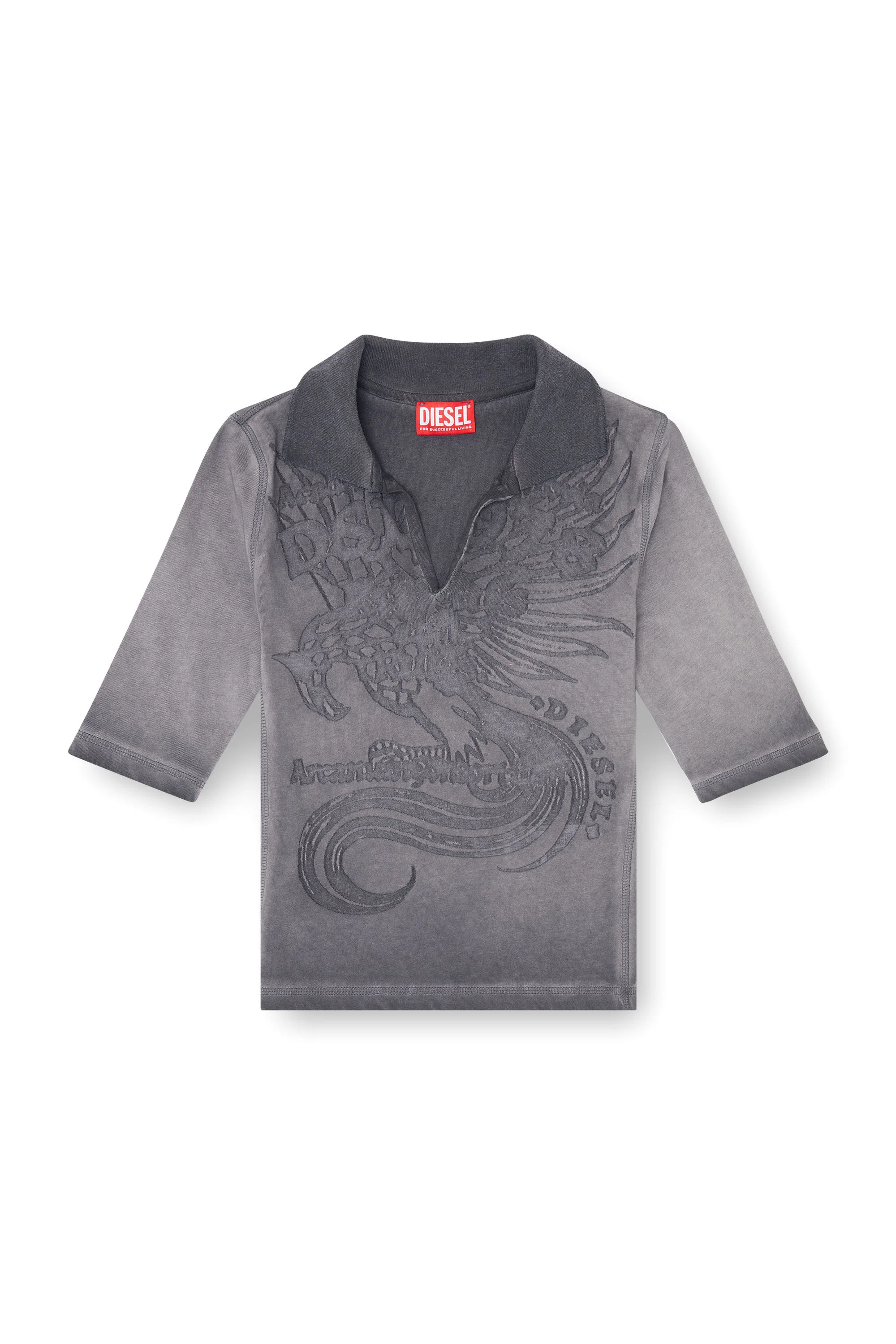 SLIM POLO WITH DÉVORÉ PRINT - 1