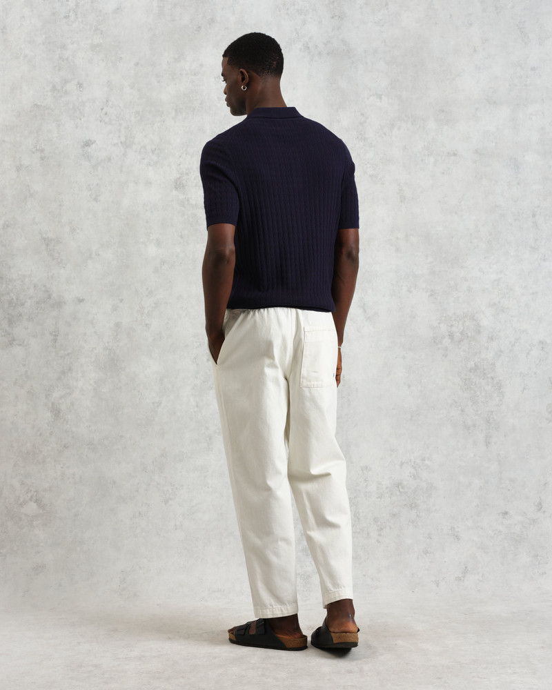 Naples - Navy Diamond Stripe Knitted Polo 6