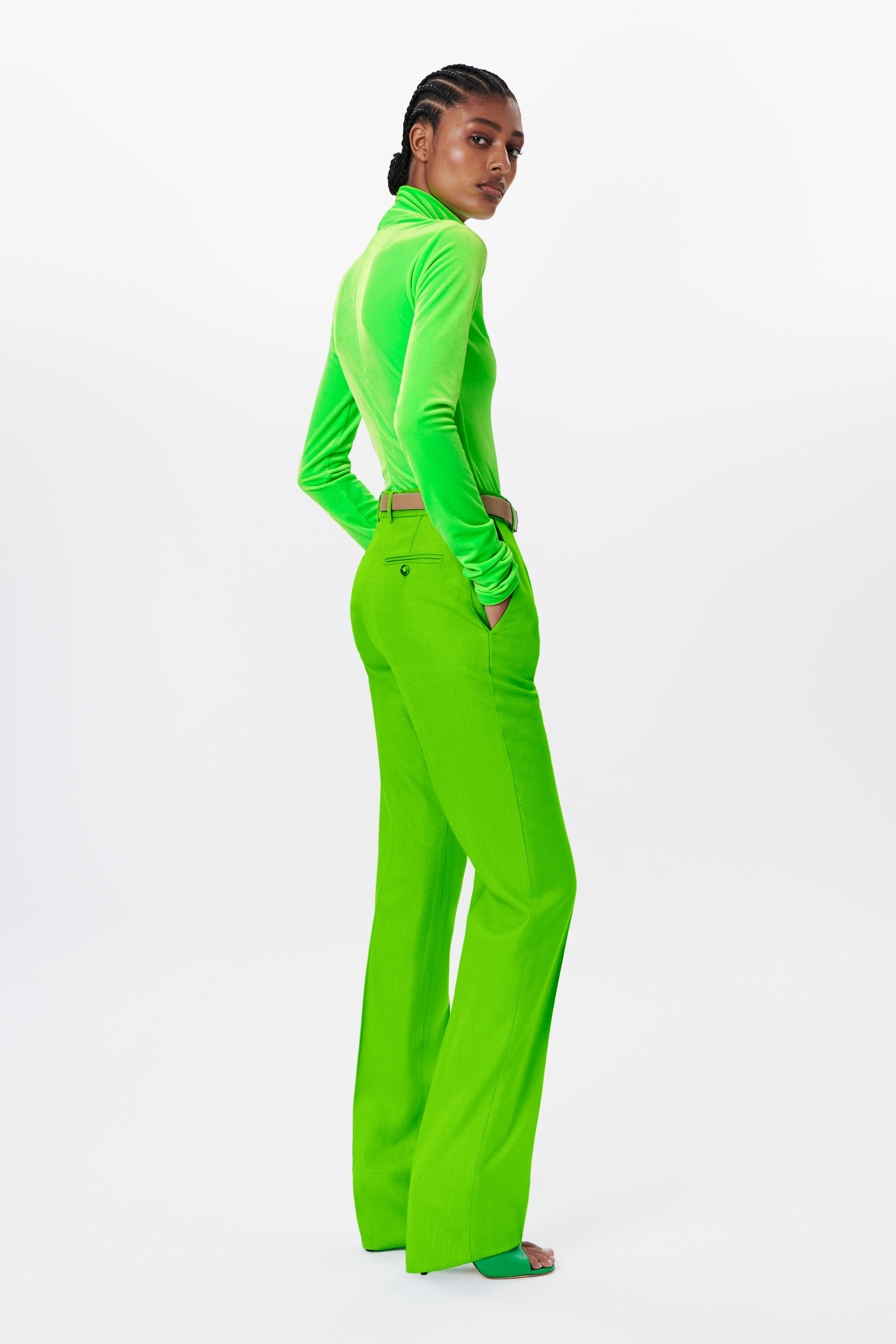 Tailored Slim-Leg Trouser in Apple Green - 4