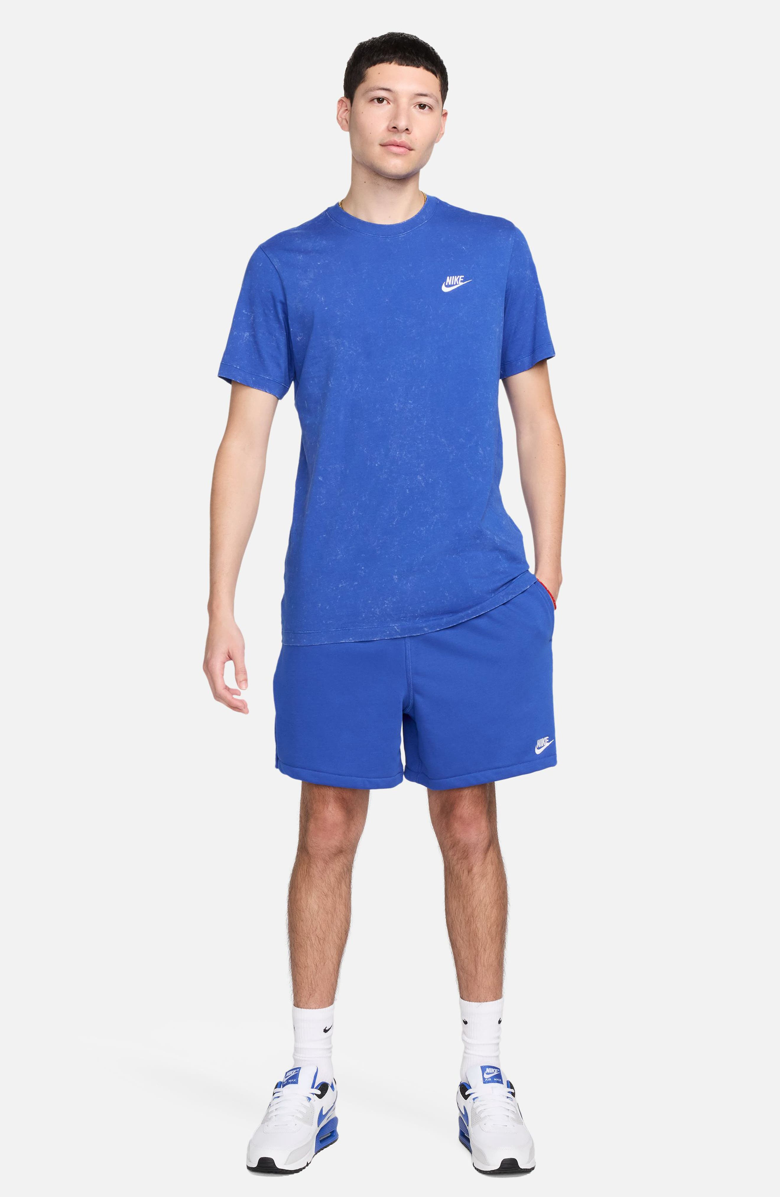 Nike Club French Terry Flow Shorts in Game Royal/Game Royal/White at Nordstrom - 6