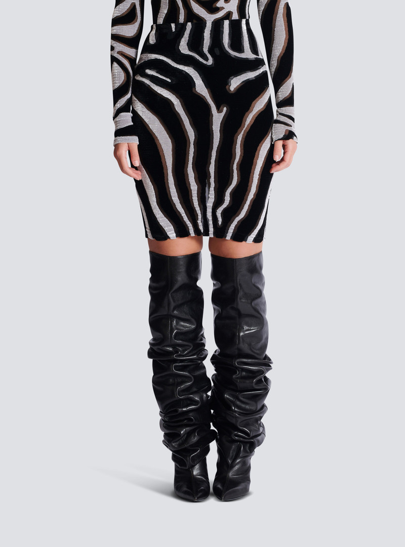 Zebra-print velvet pencil skirt 5