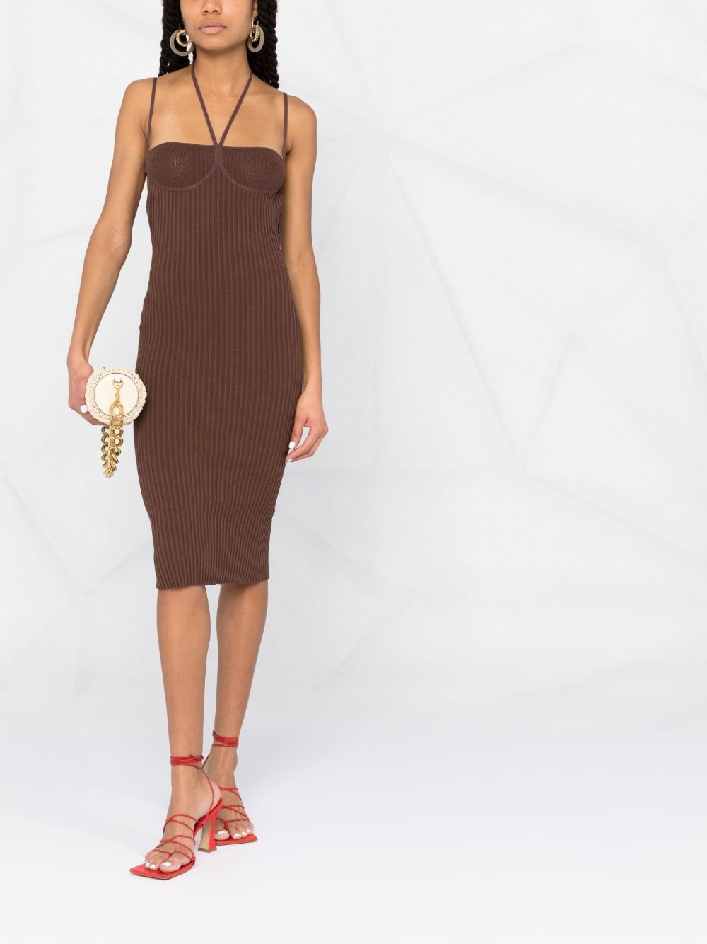halterneck fitted dress - 2