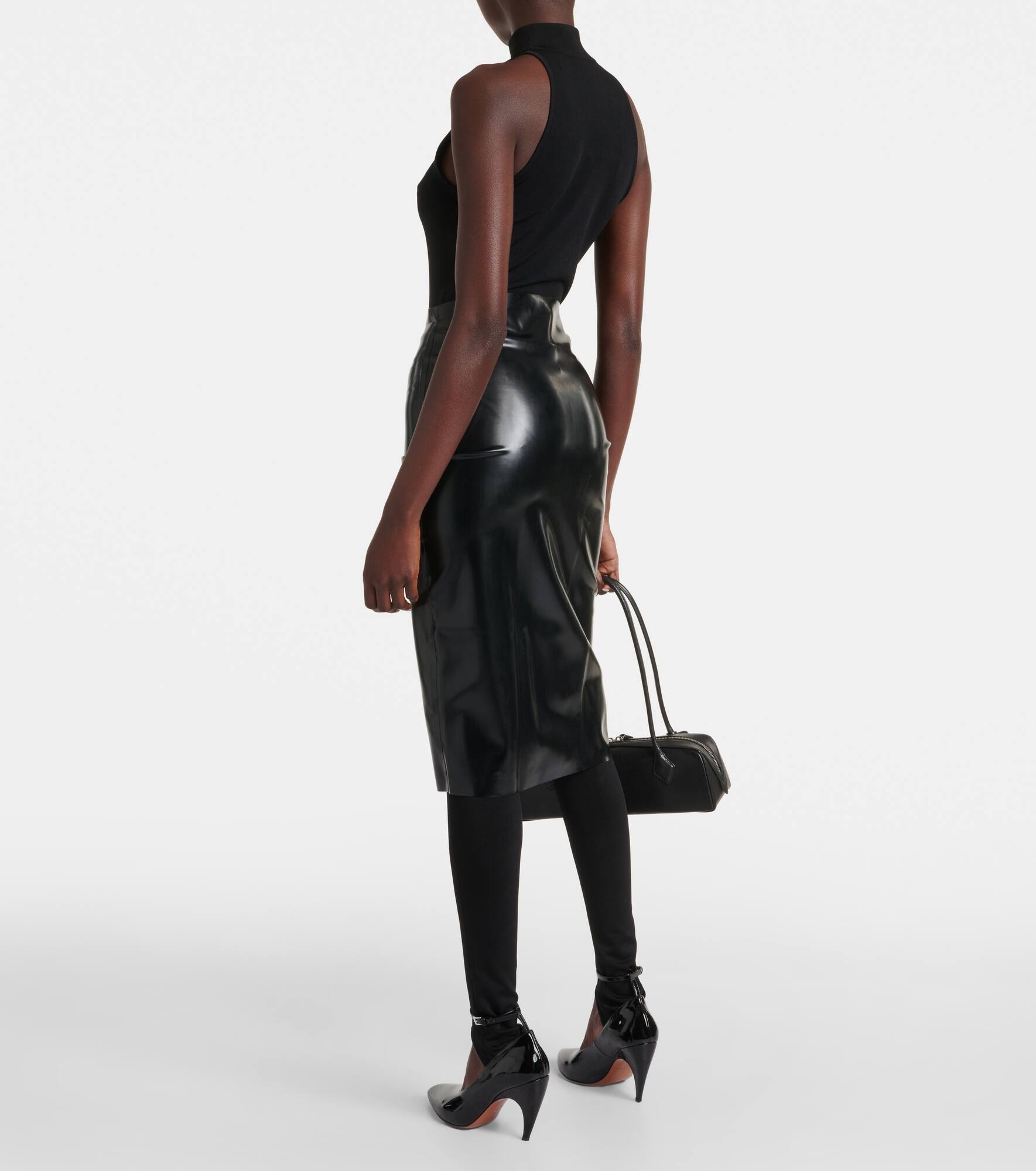 Latex pencil skirt - 3