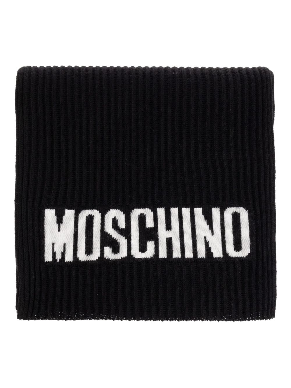 ribbed logo scarf - 1