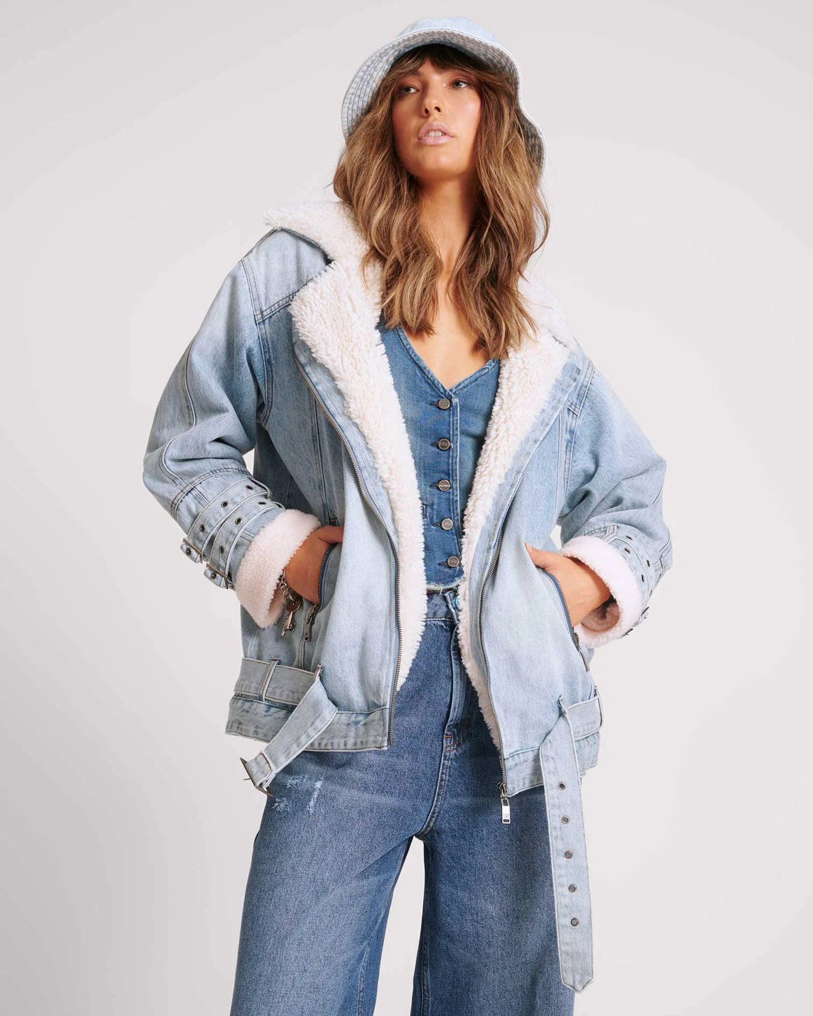 Aviator Denim Jacket - Salty Dog Blue - 1