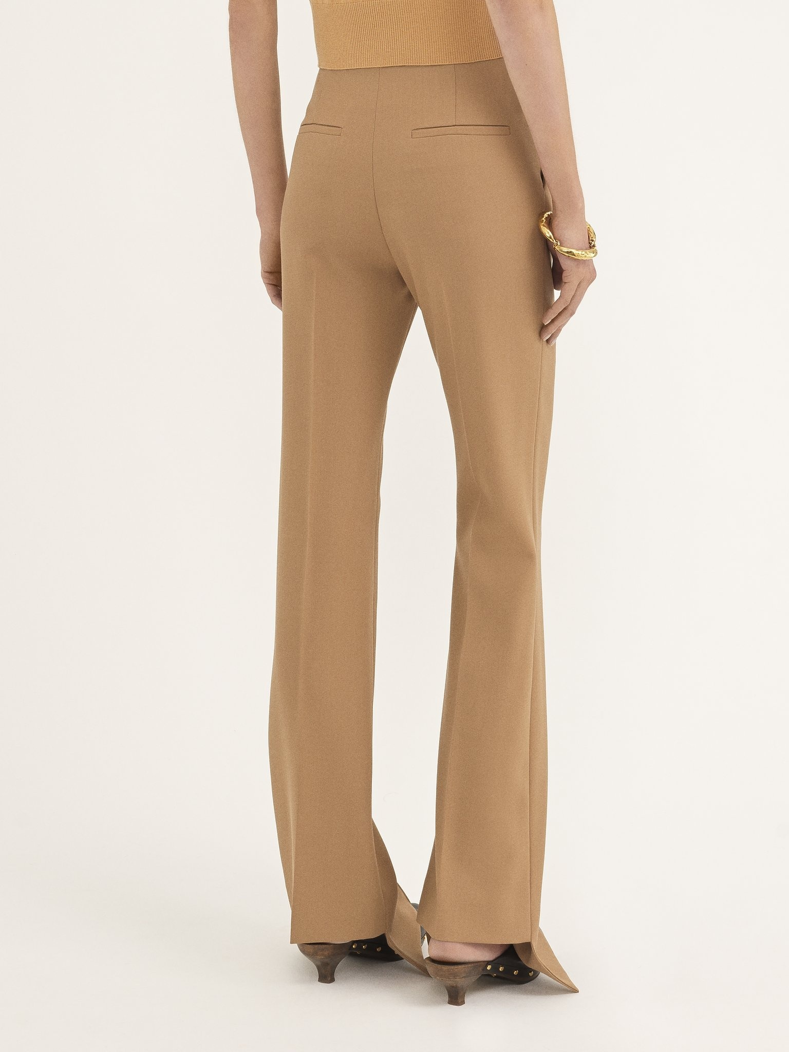BROKEN-HEEL SLIM PANTS IN WOOL GRAIN DE POUDRE - 5