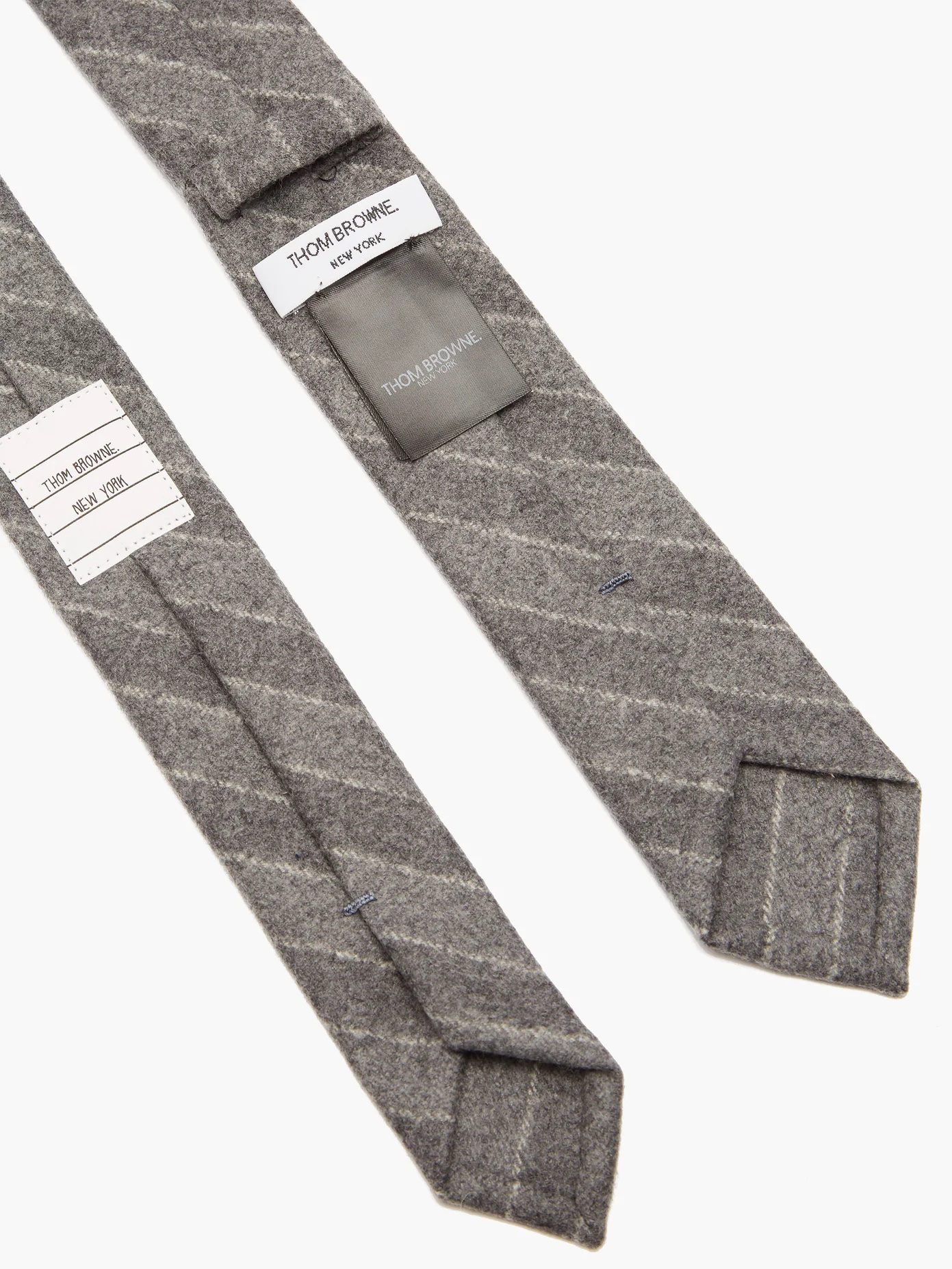 Chalk-stripe wool-blend flannel tie - 4