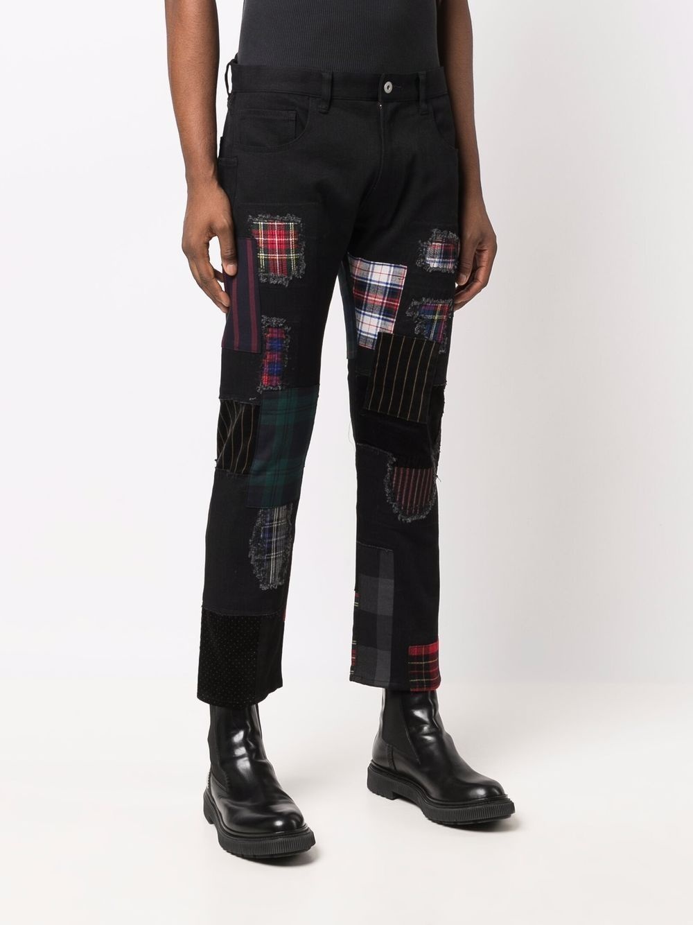 patchwork straight trousers - 3