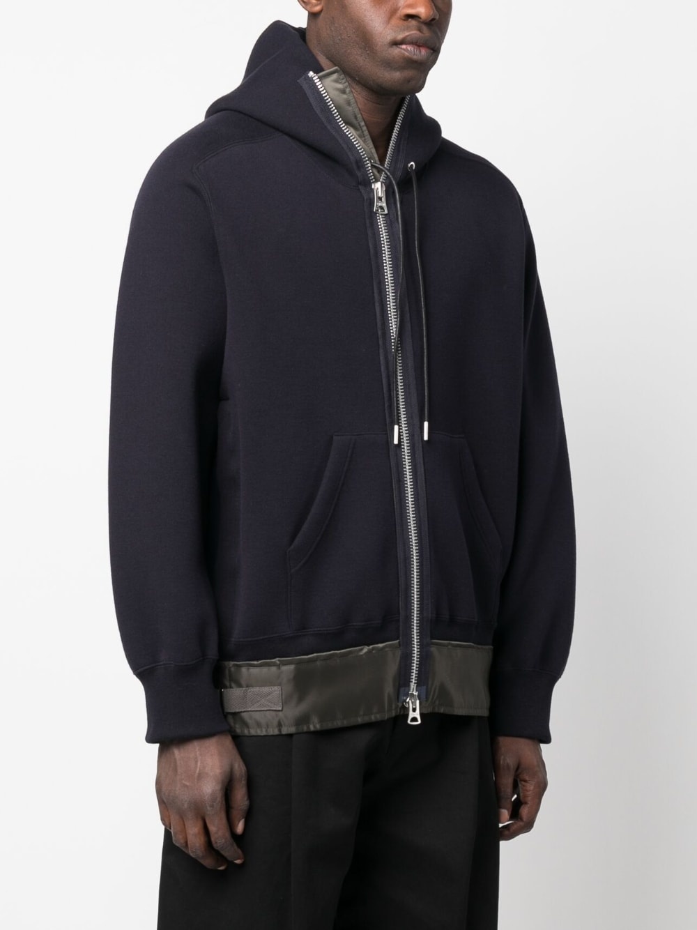 panelled zip-up hoodie - 3