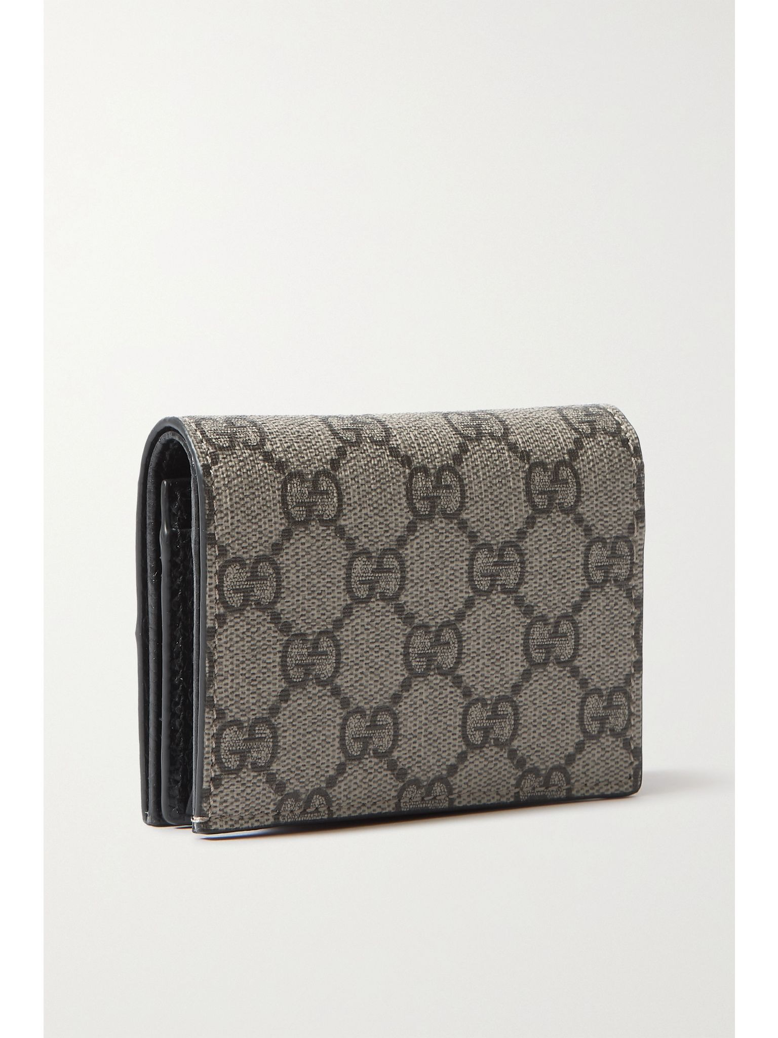 GG Marmont Petite textured-leather and printed coated-canvas wallet Black - 3
