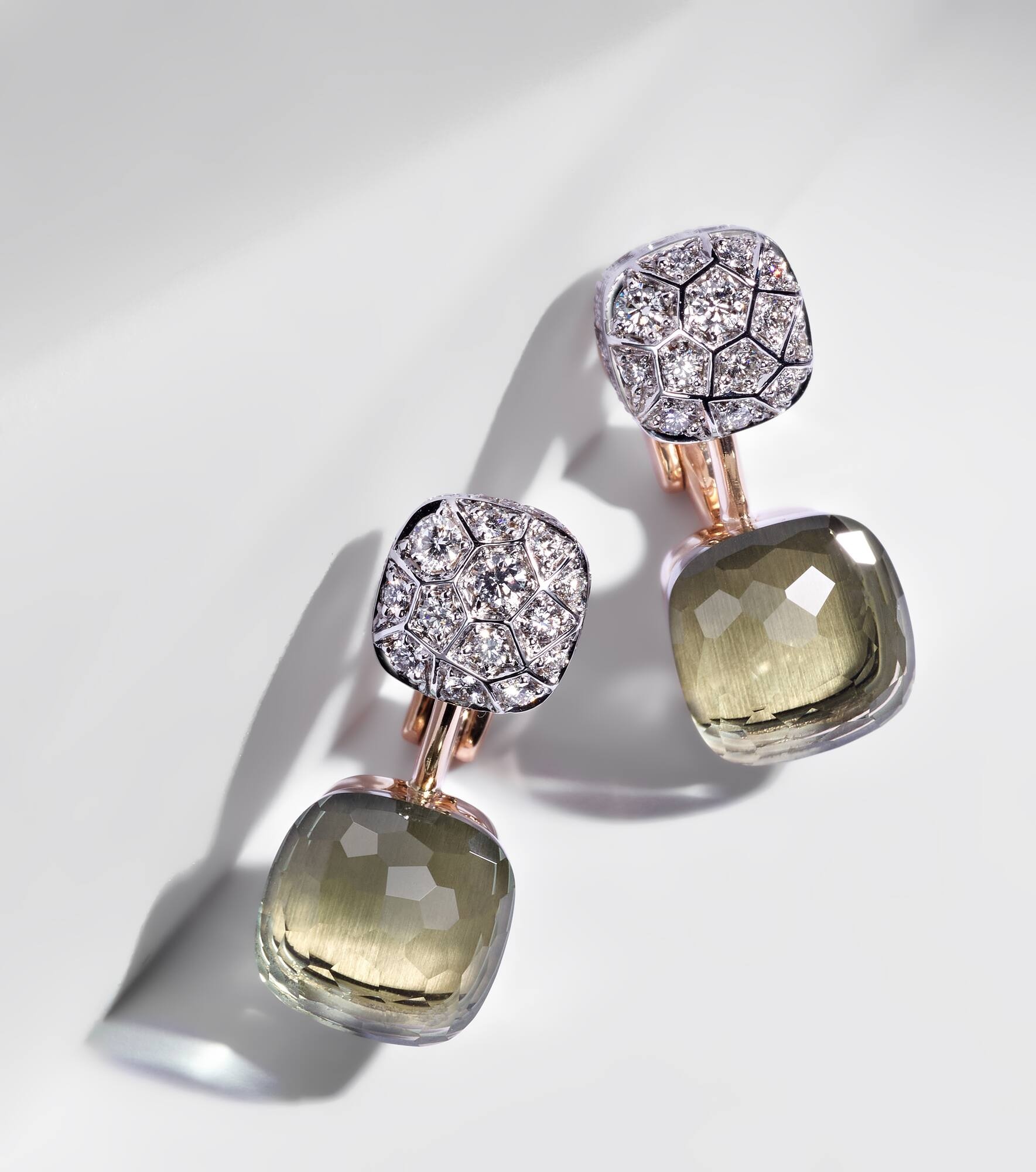 Nudo 18kt rose and white gold earrings with prasiolites and diamonds - 5